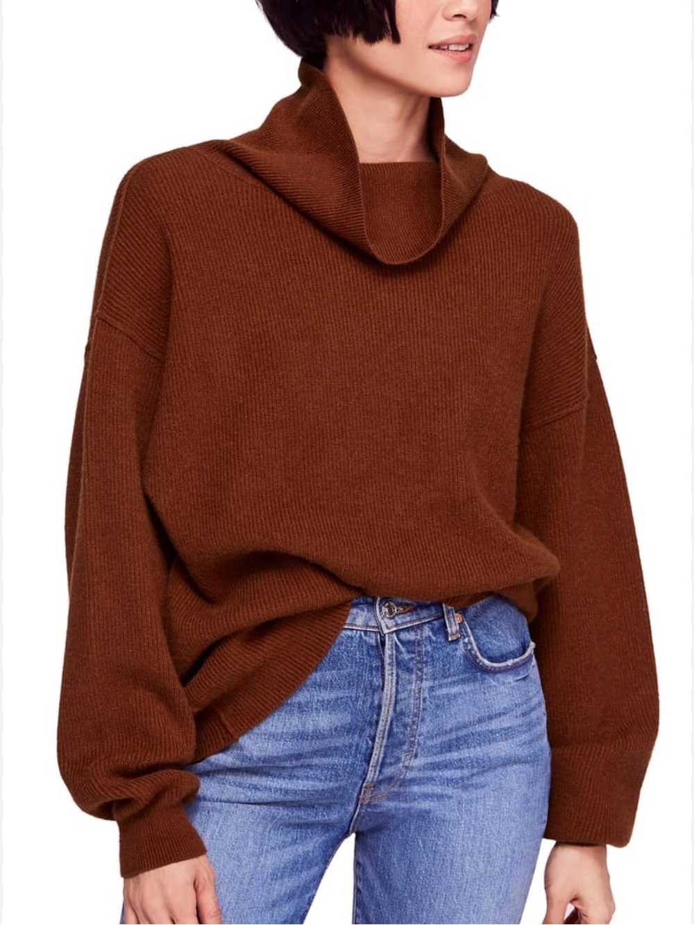 Free People Oversized Turtleneck Sweater - Rust
